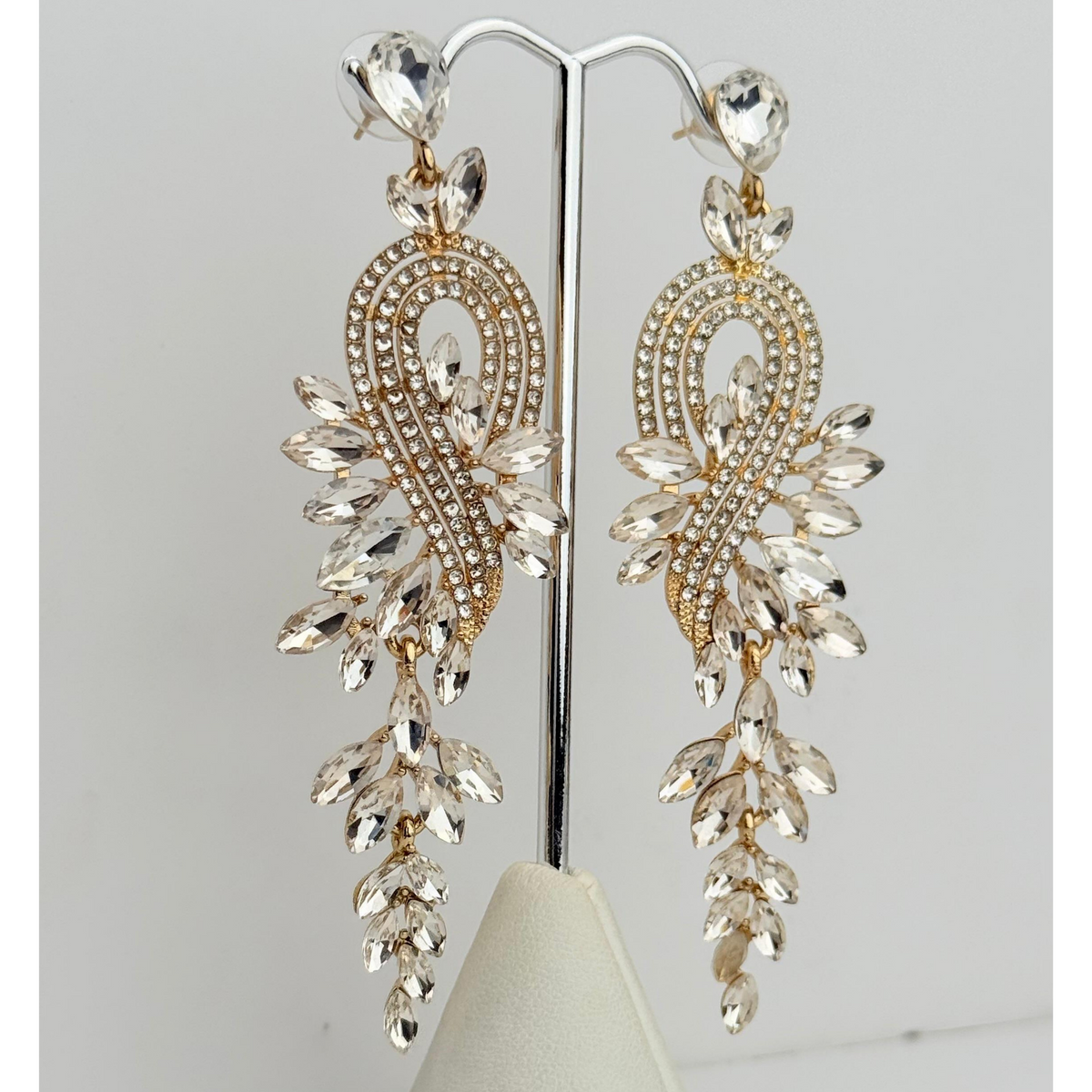 Aretes Laminados en Oro de 18KL con Cristales Austriacos