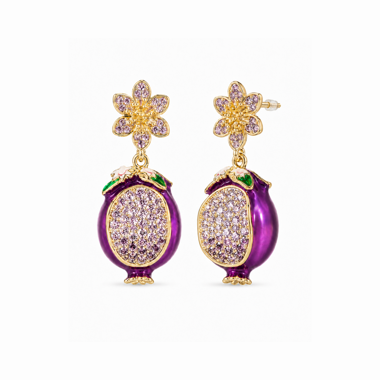 Aretes en oro 18KL y Swarovski