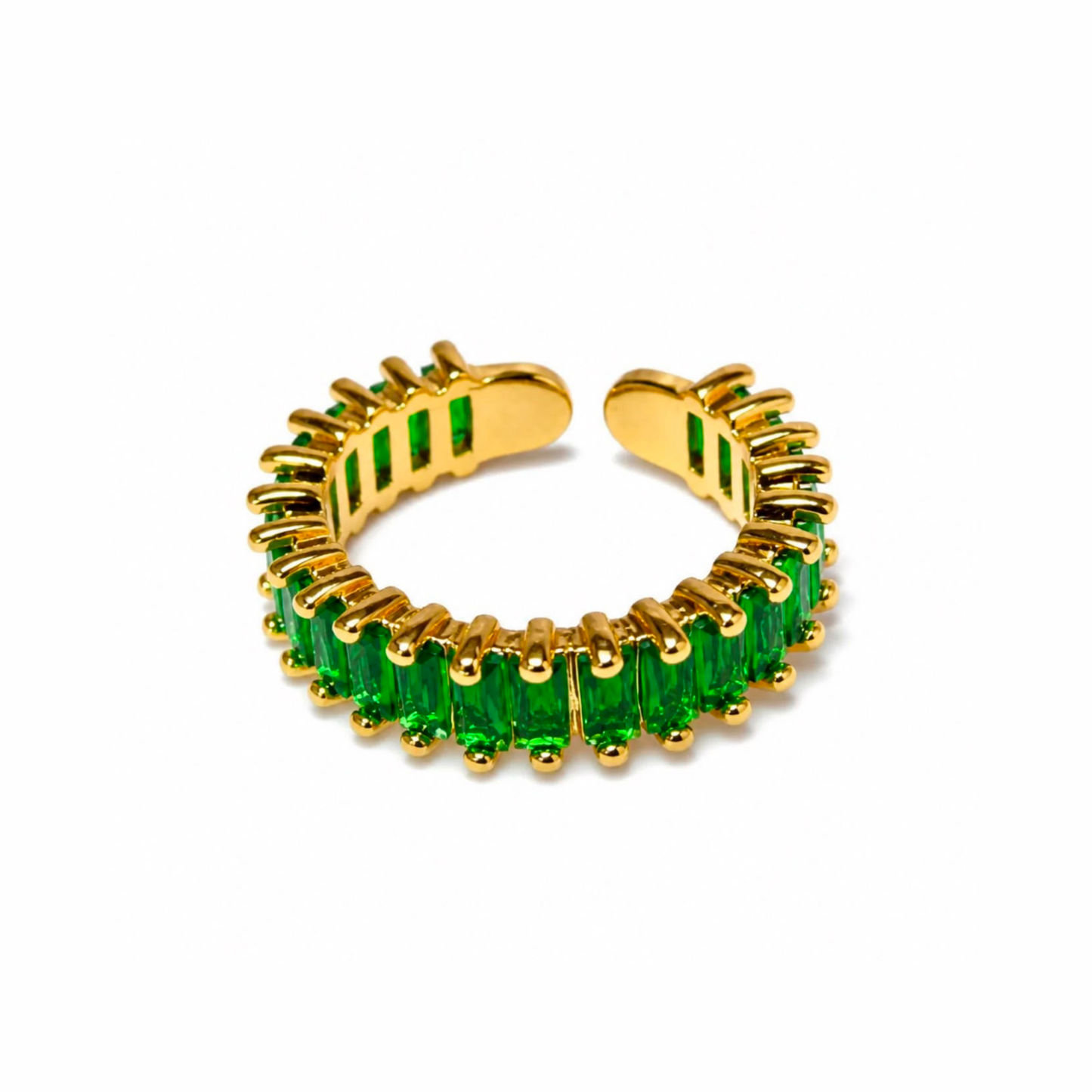 Anillo Unitalla Laminado en Oro de 18KL y Cristales Austriacos en Baguets