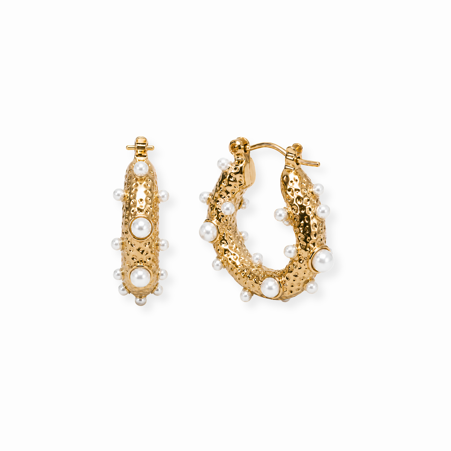 Argollas en oro 18KL con baby perlas