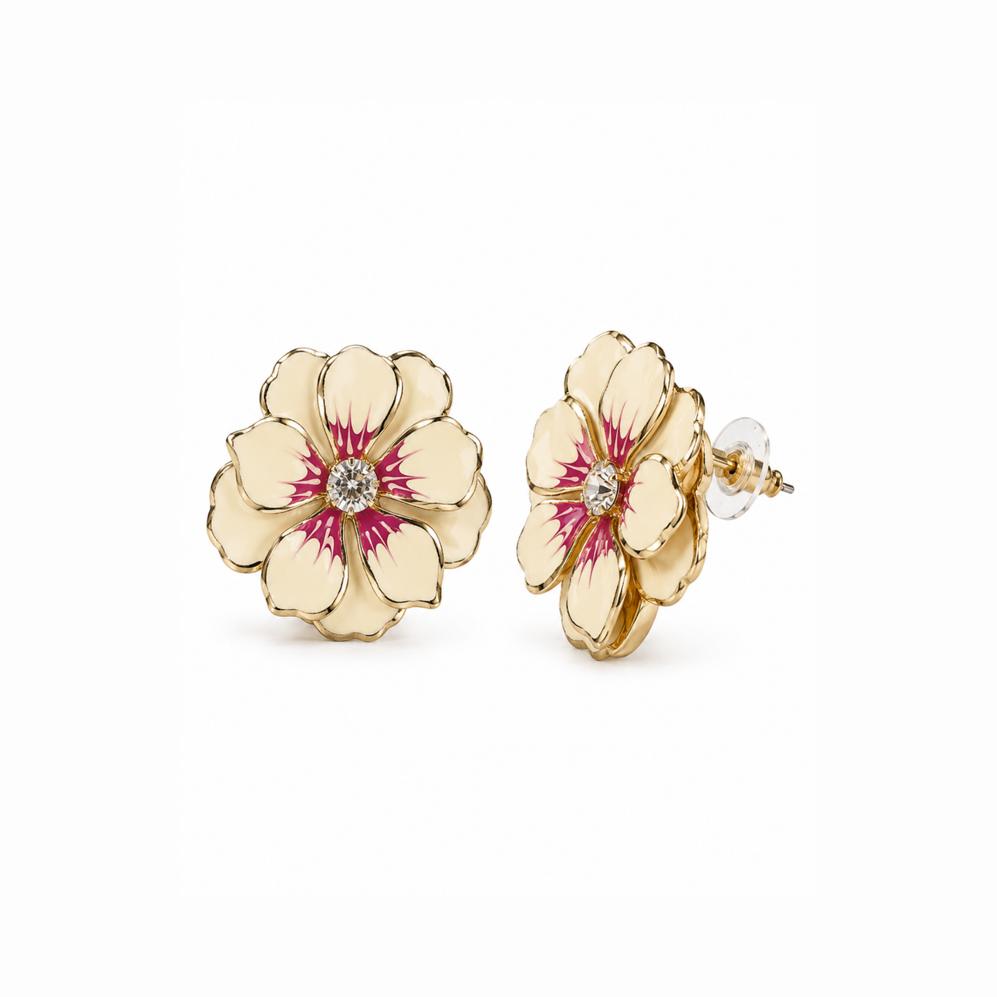 Aretes enchapados en oro 18KL con resina