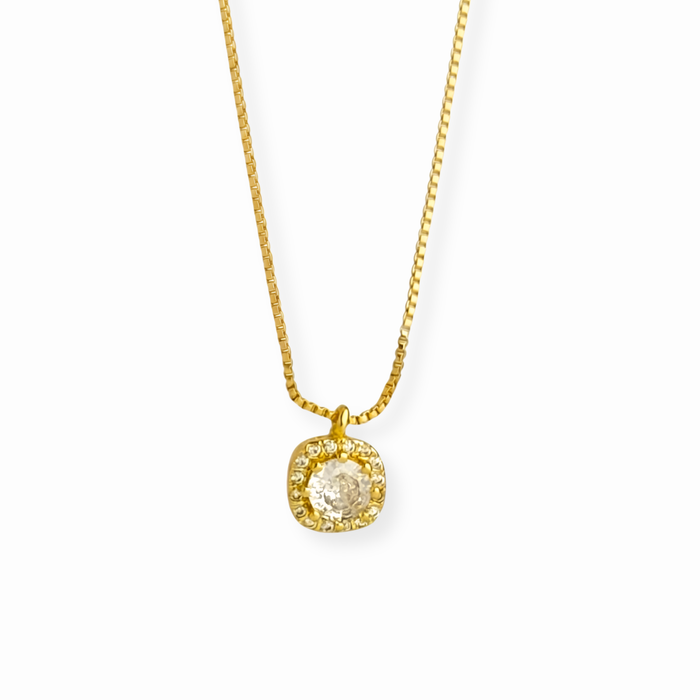 Collar Laminado en Oro de 18KL con Swarovski y Recubrimiento de Rodium