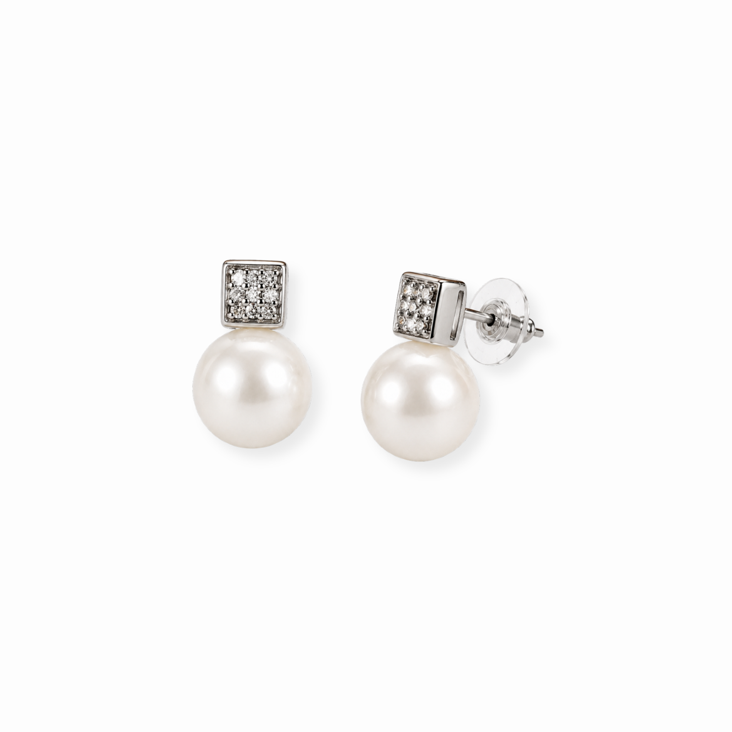Aretes Enchapados en Oro de 18KL con Perlas de Laboratorio Circonitas