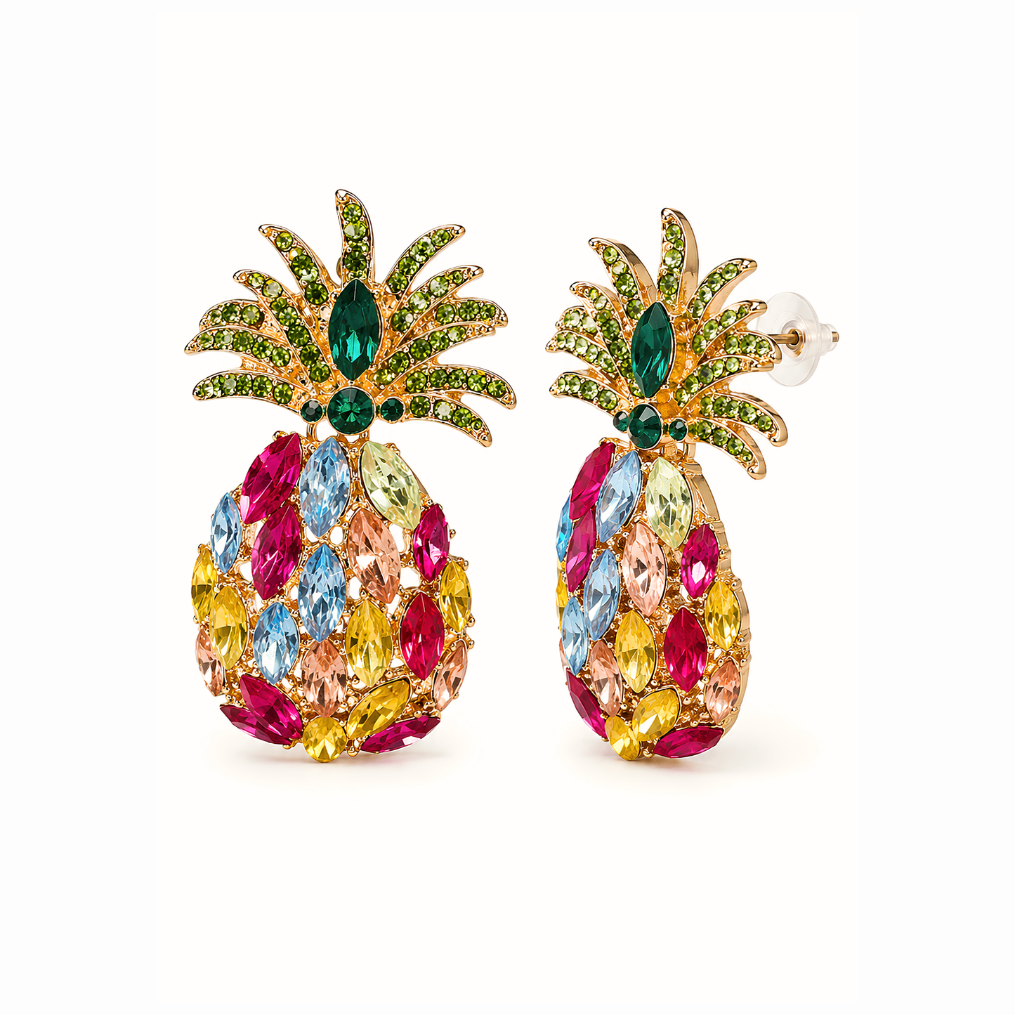 Aretes Laminados en Oro de 18KL con Piedras Semipreciosas