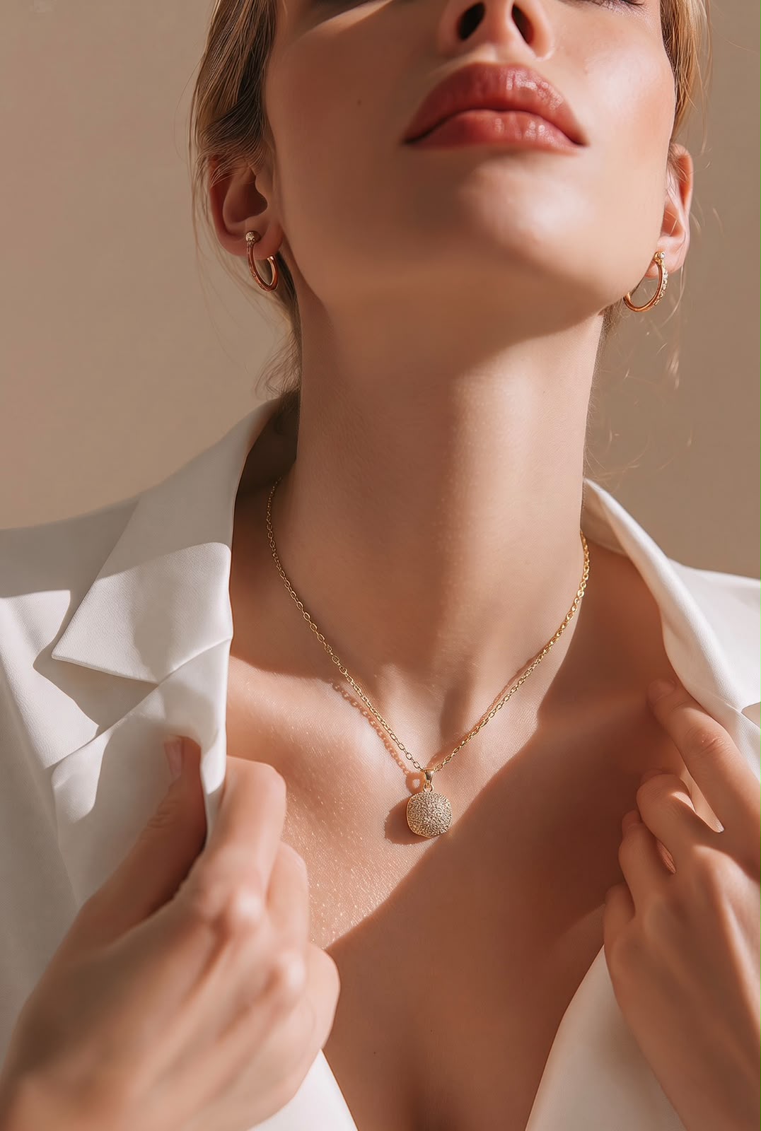 Collar Laminado en Oro de 18KL y Pave