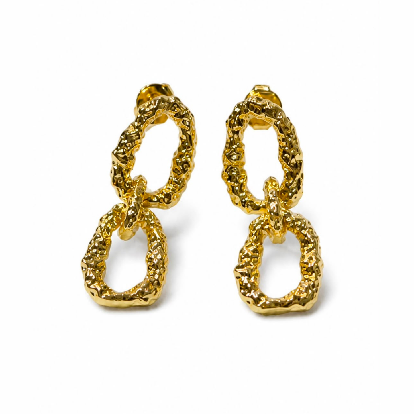 Aretes Laminados en Oro de 18KL Mate Texturizado