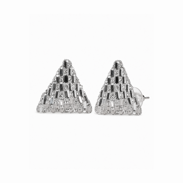 Aretes Enchapados en Oro de 18KL con Laminas de Cristales en Corte Baguette