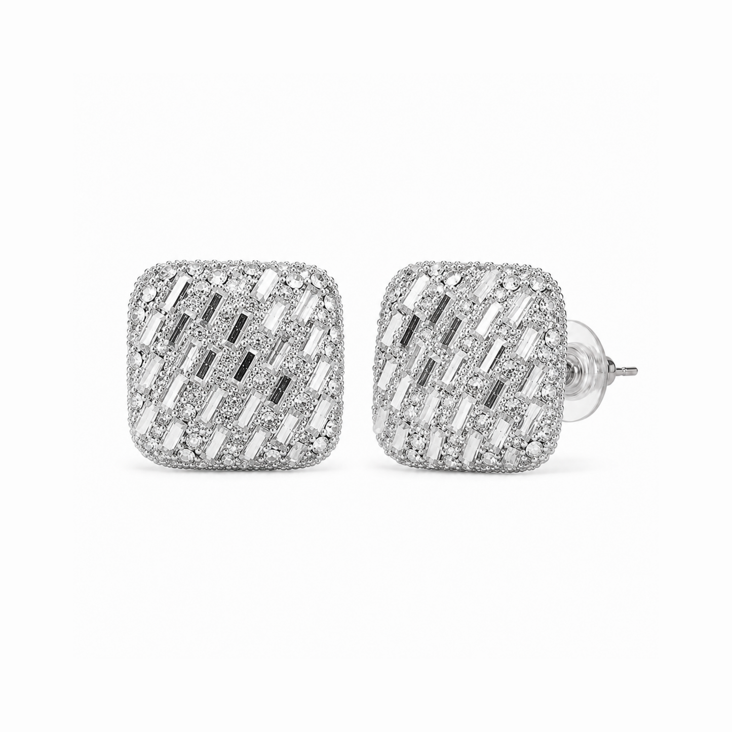 Aretes enchapados en oro con cristales