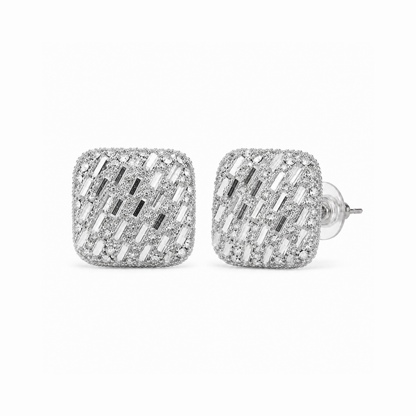 Aretes Enchapados en Oro de 18KL con Laminas de Cristales en Corte Baguette