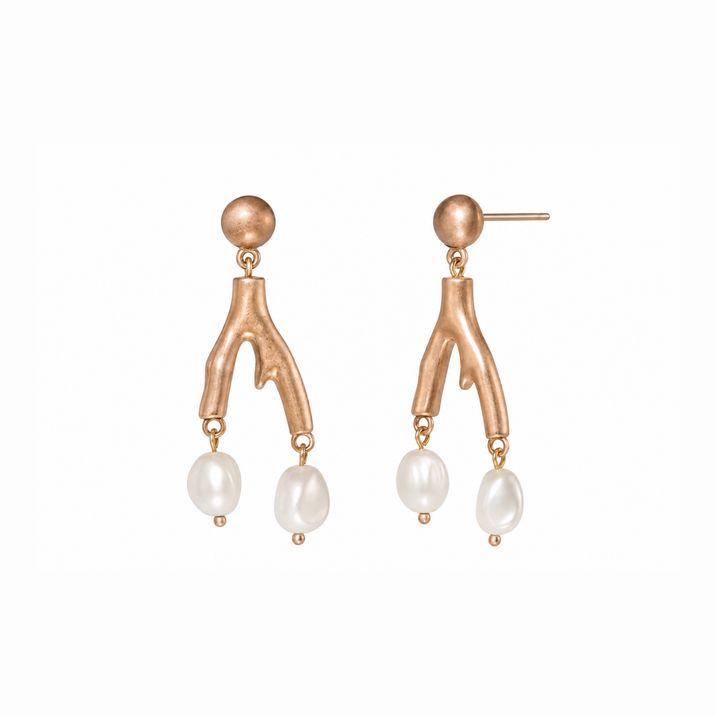 Aretes Enchapados en Oro de 14KL con Perlas de Laboratorio