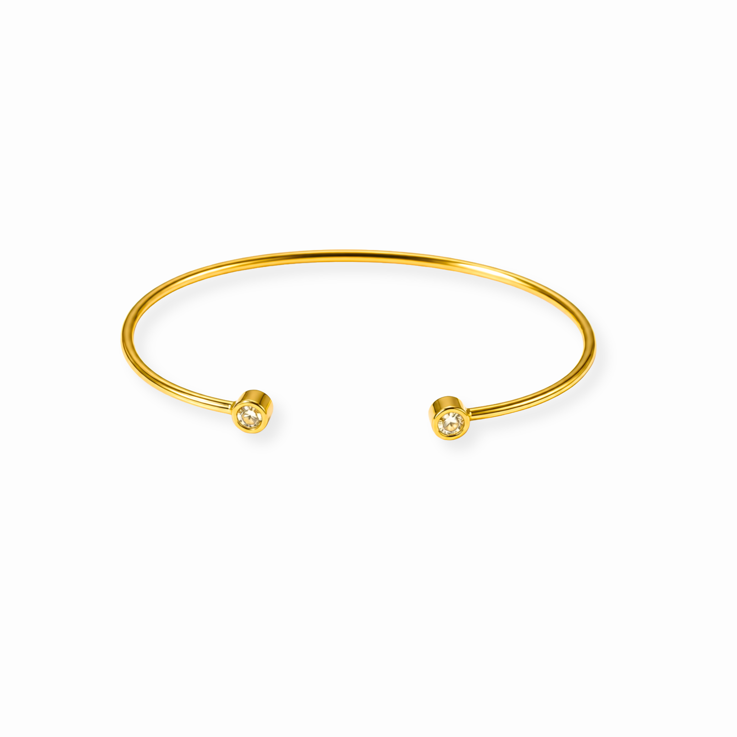 Pulsera Tipo Aro Laminado en Oro de 18KL con Swarovski