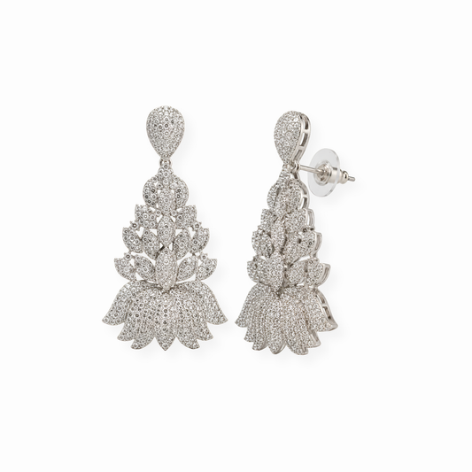 Aretes Laminados en Oro de 18KL con Swarovski y Rodium