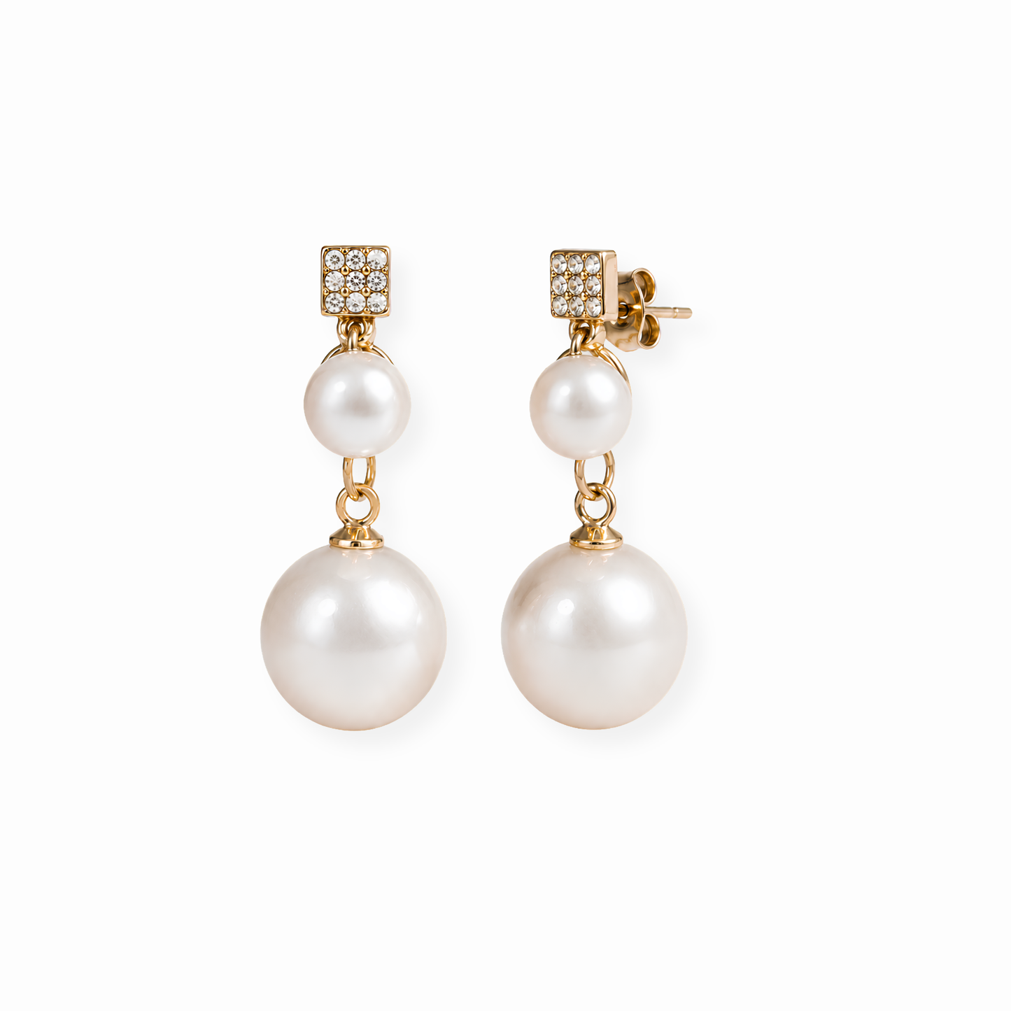 Aretes Enchapados en Oro de 18KL con Perlas Sintéticas