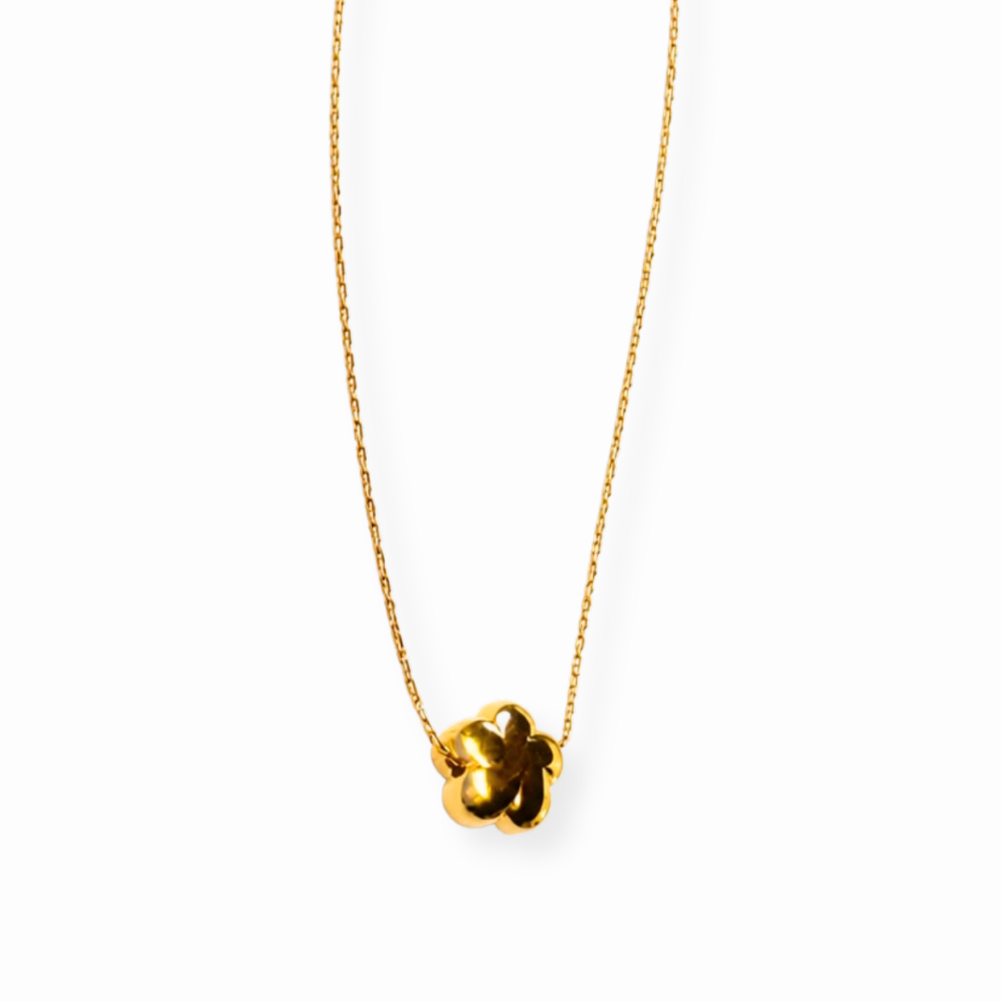 Collar Laminado en Oro de 18KL con Dije de Flor