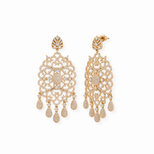 Aretes Laminados en Oro 18KL con Swarovski