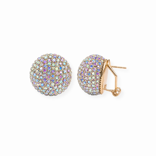Argollas Laminadas en Oro 18KL con Swarovski