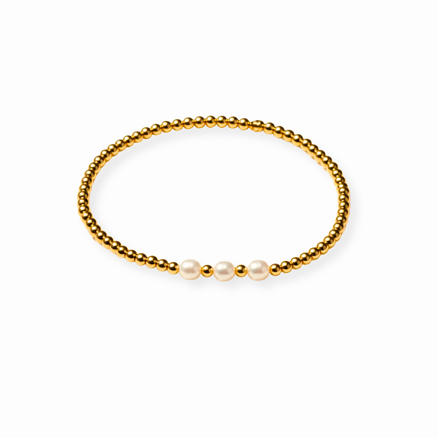 Pulsera Laminada en Oro de 18KL con Perlas Cultivadas en Agua Dulce