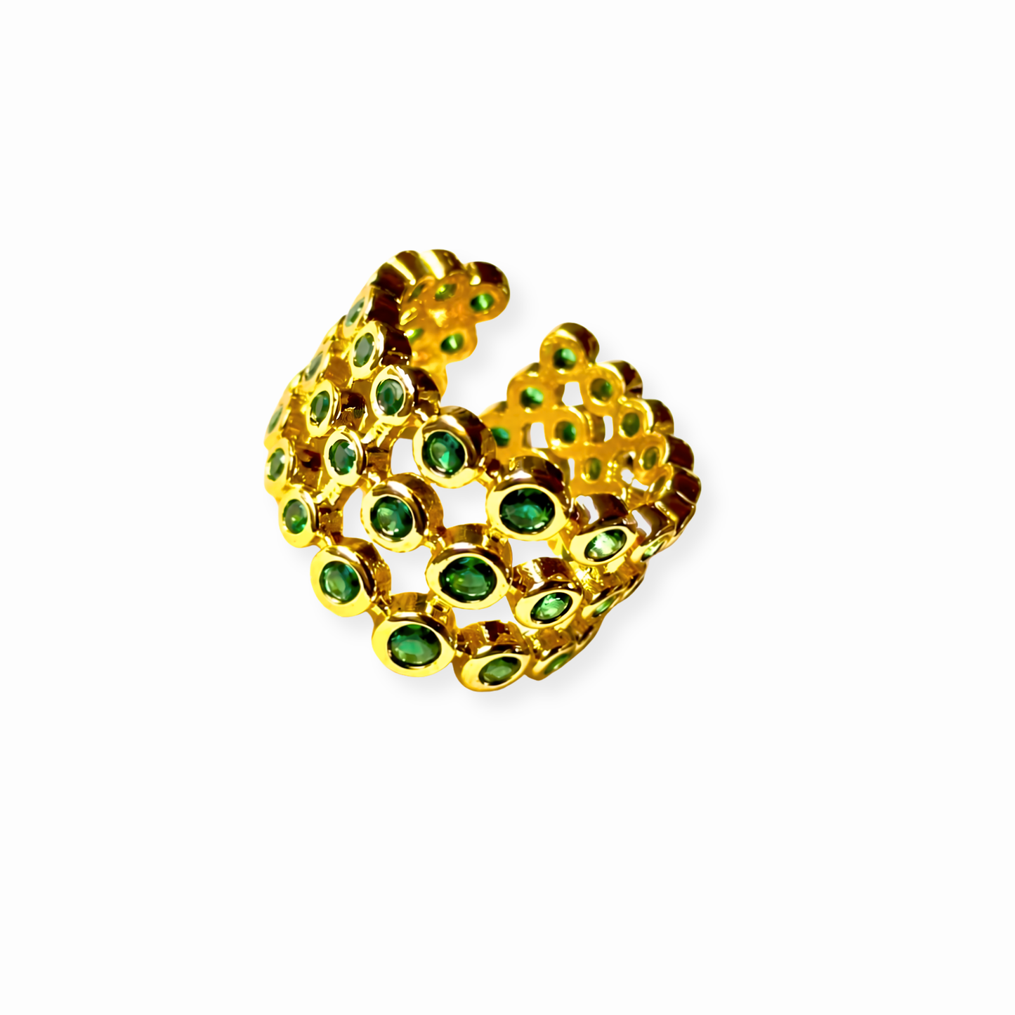 Anillo Unitalla Laminado en Oro de 18KL con Cristales Austriacos