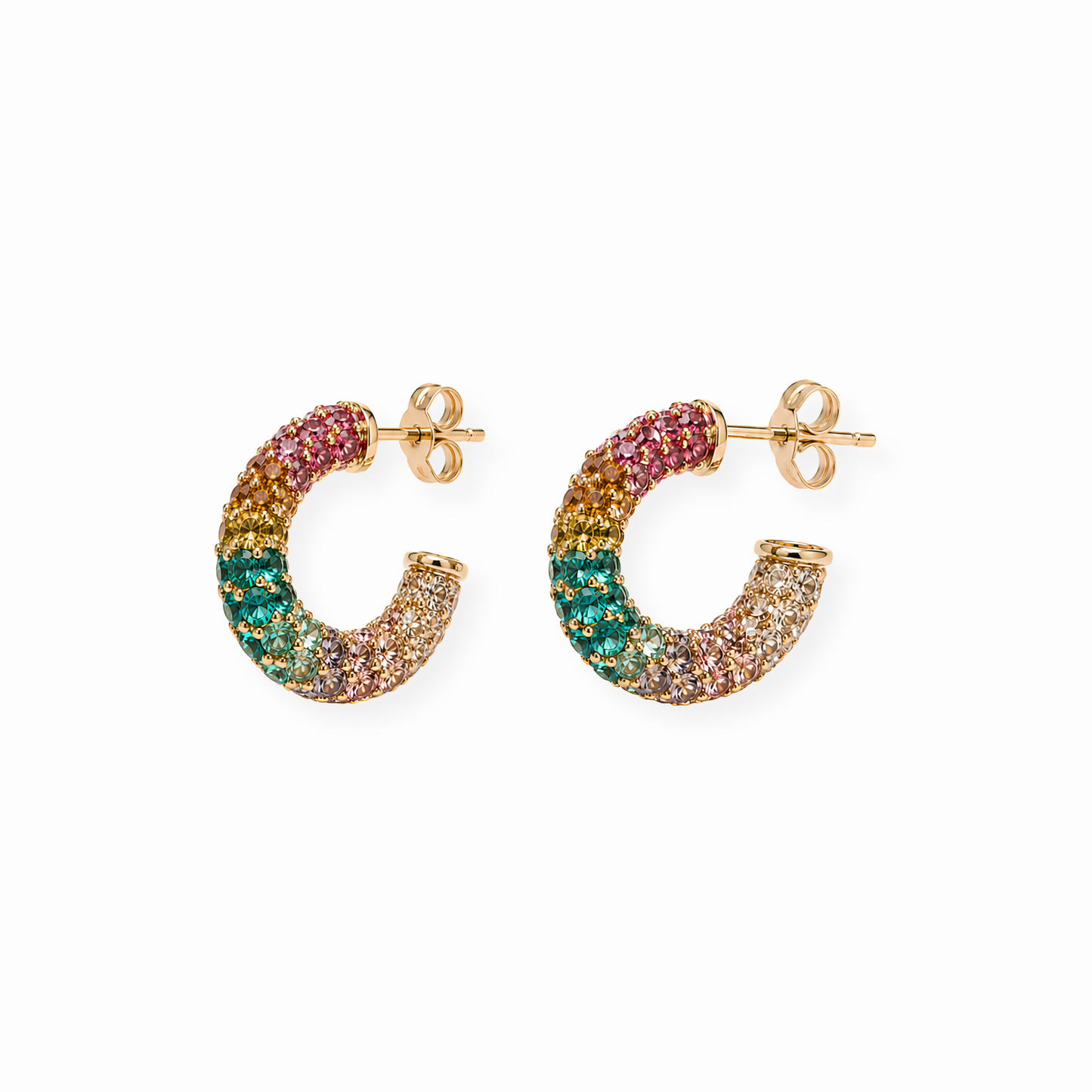 Aretes Laminados en Oro de 18KL y Swarovski