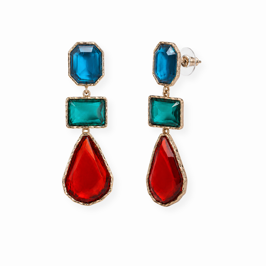 Aretes Grandes Laminados en Oro 18KL con Resina