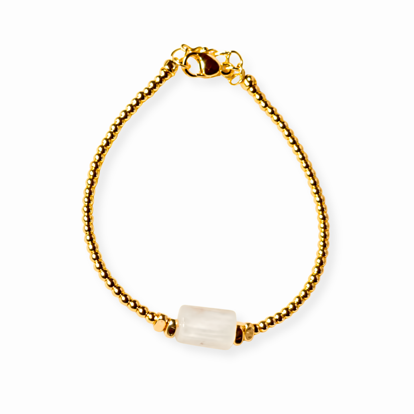 Pulseras Laminadas en Oro de 18KL con Cuarzo Blanco