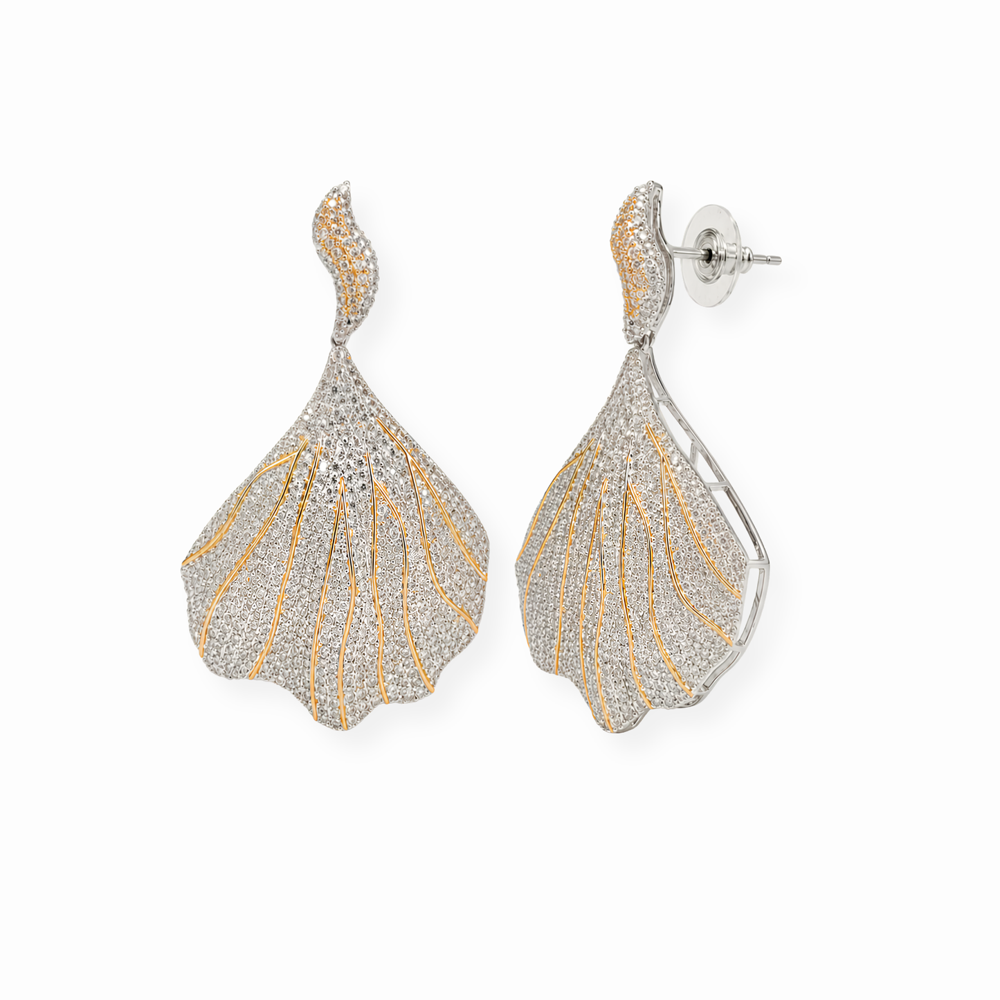 Aretes Laminados en Oro de 18KL y Swarovski