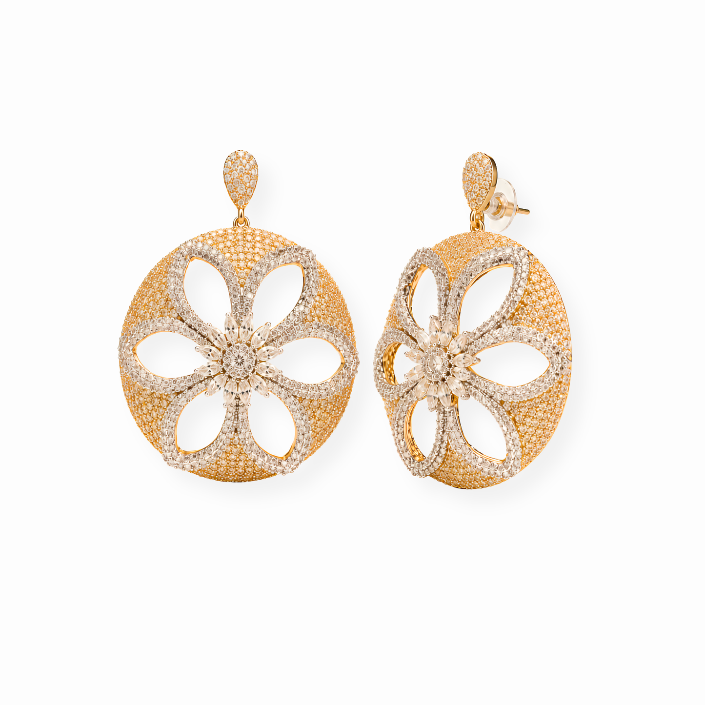 Aretes Laminados en Oro de 18KL y Swarovski