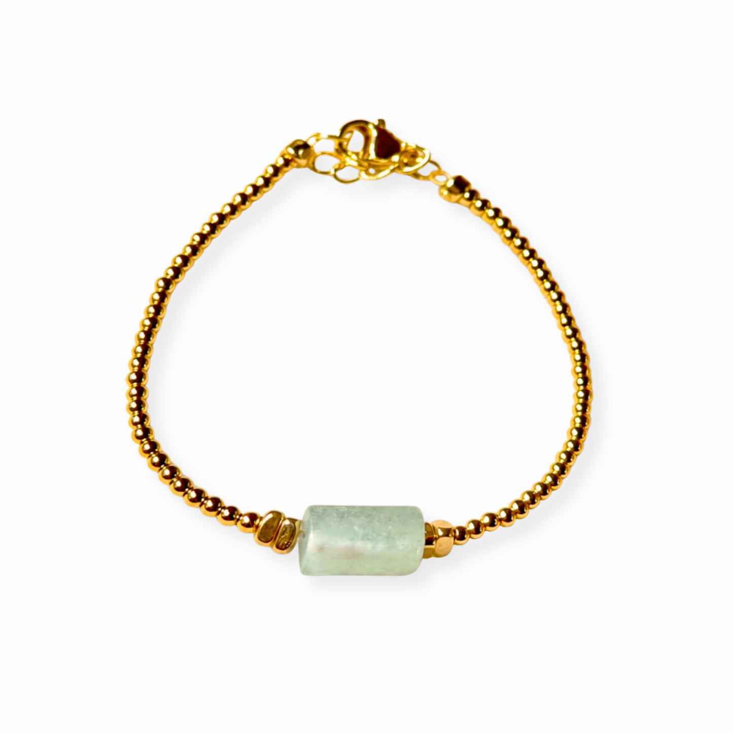 Pulseras Laminadas en Oro de 18KL con Agata Azul Cielo