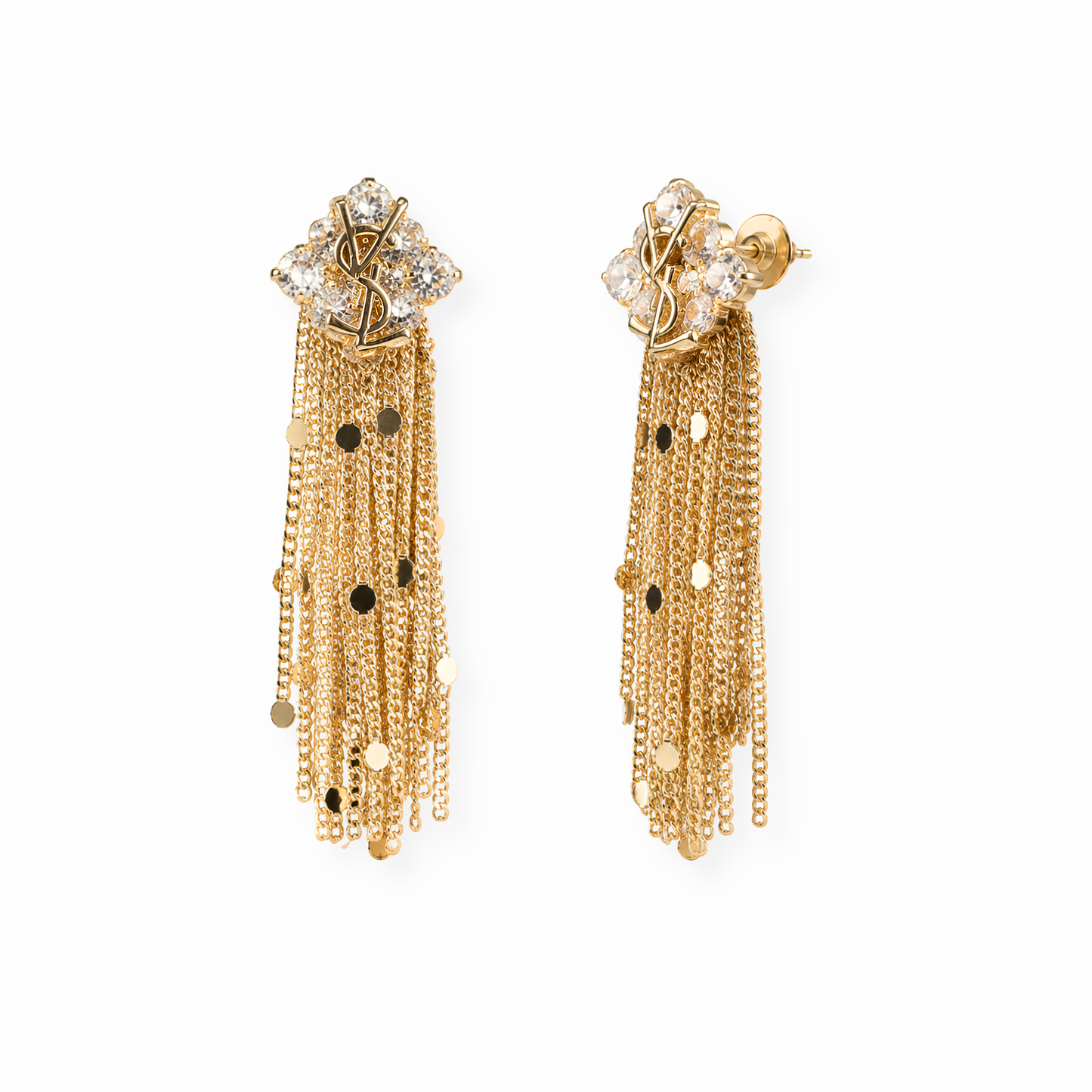 Aretes Laminados en Oro 18KL sobre Aleación de Metales y Swarovski