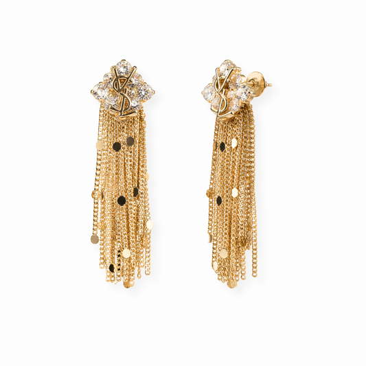 Aretes Laminados en Oro 18KL sobre Aleación de Metales y Swarovski