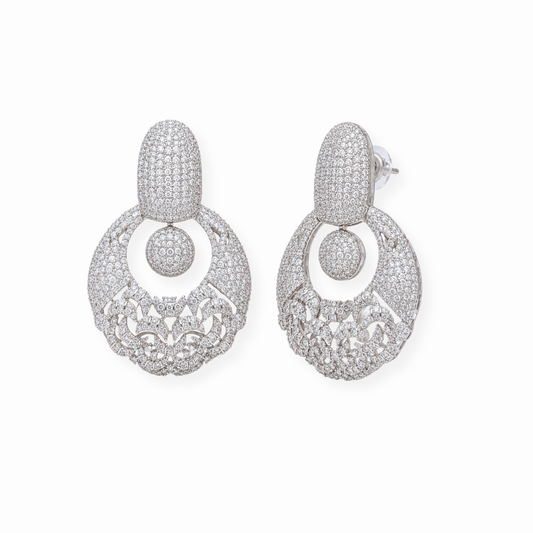 Aretes Laminados en Oro de 18KL con Swarovski y Rodium