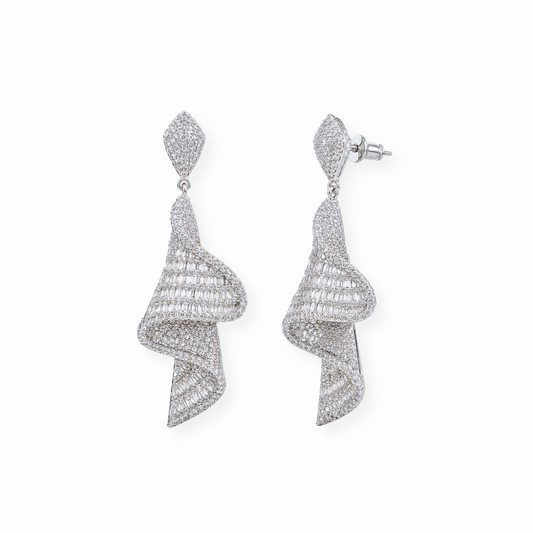 Aretes Laminados en Oro de 18KL con Swarovski y Rodium