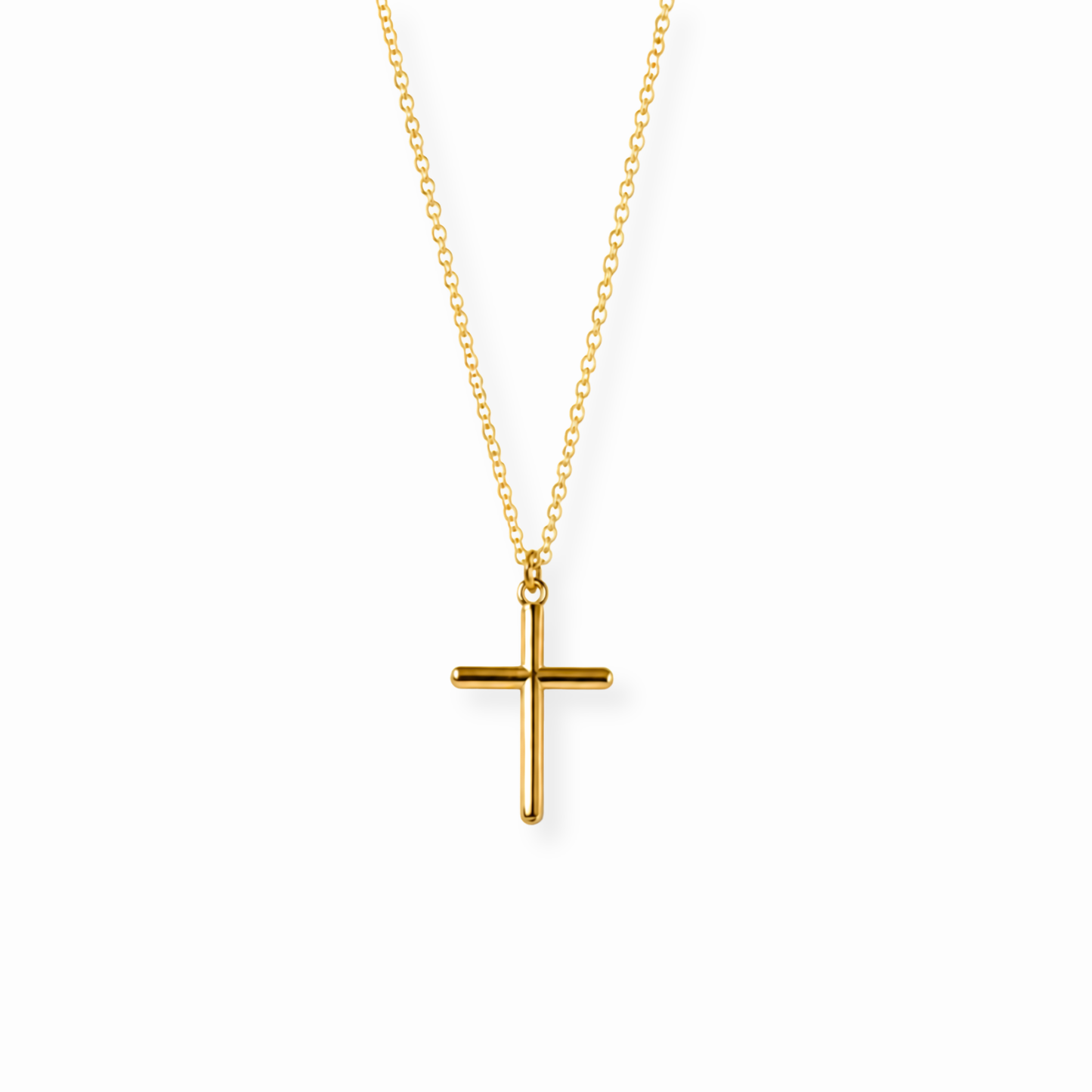 Cadena Laminada en Oro de 18KL con Fina y Delicada Cruz