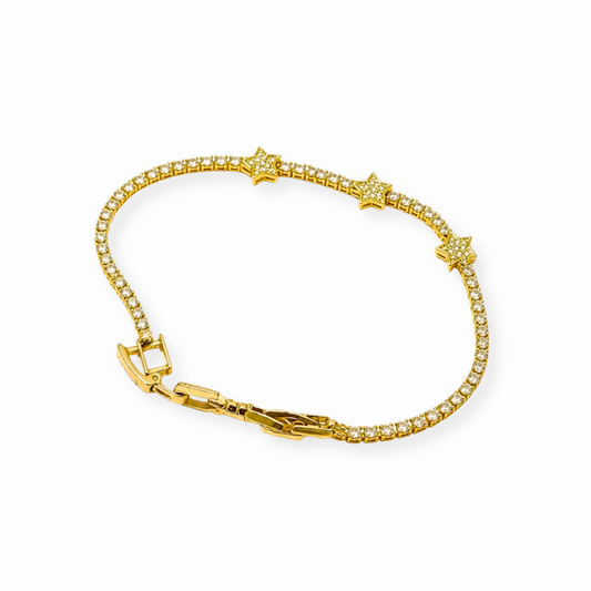 Pulsera Tenis Laminada en Oro de 18KL con Swarovski