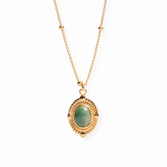 Collar Laminado en Oro de 18kl con Piedra Jade