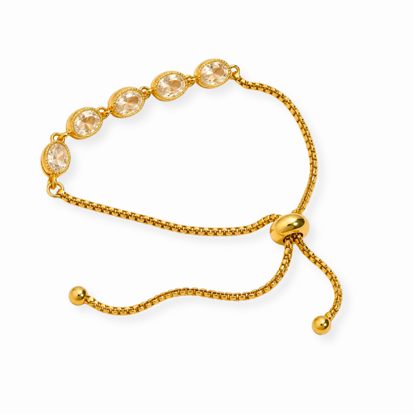 Pulsera Ajustable Laminada en Oro de 18KL con Swarovski