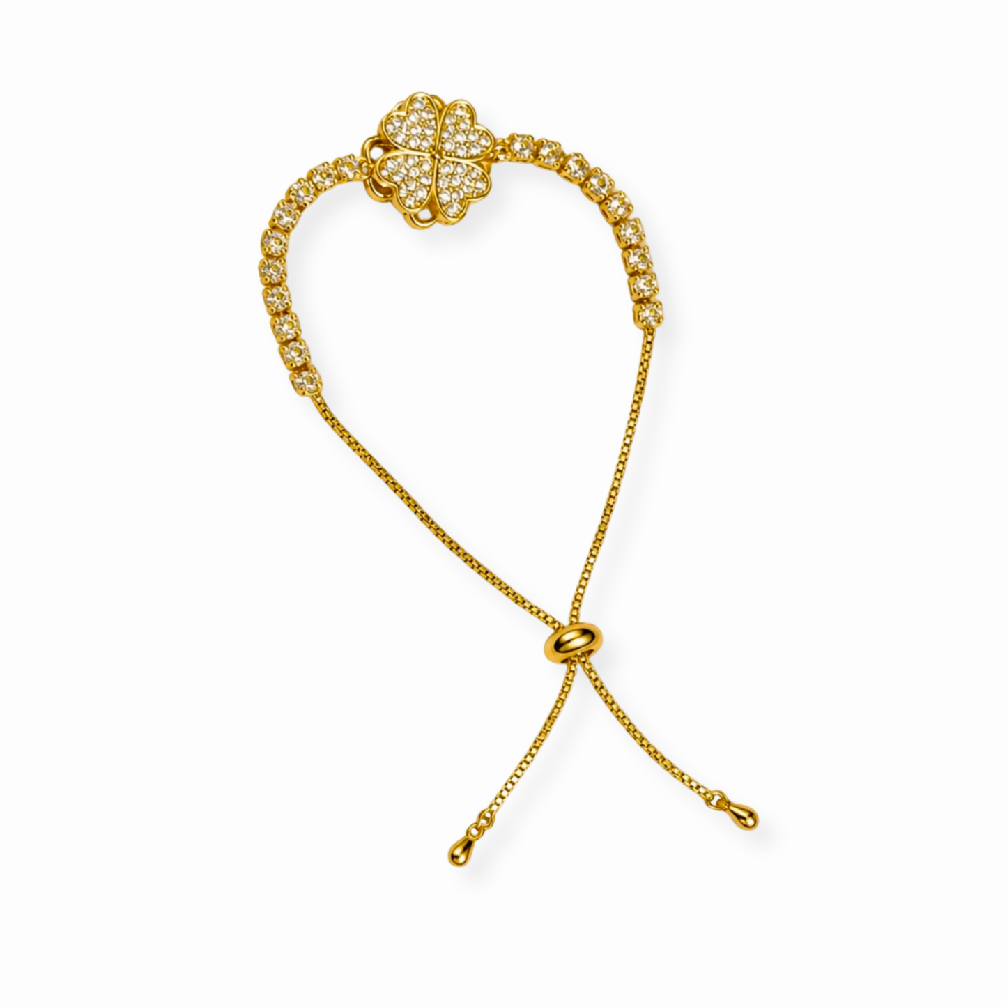 Pulsera Ajustable Laminada en Oro de 18KL con Swarovski