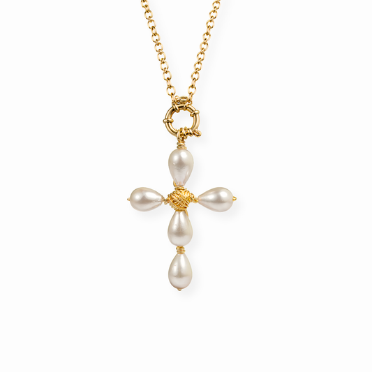 Collar Laminado en Oro de 18kl con Perlas Cultivadas