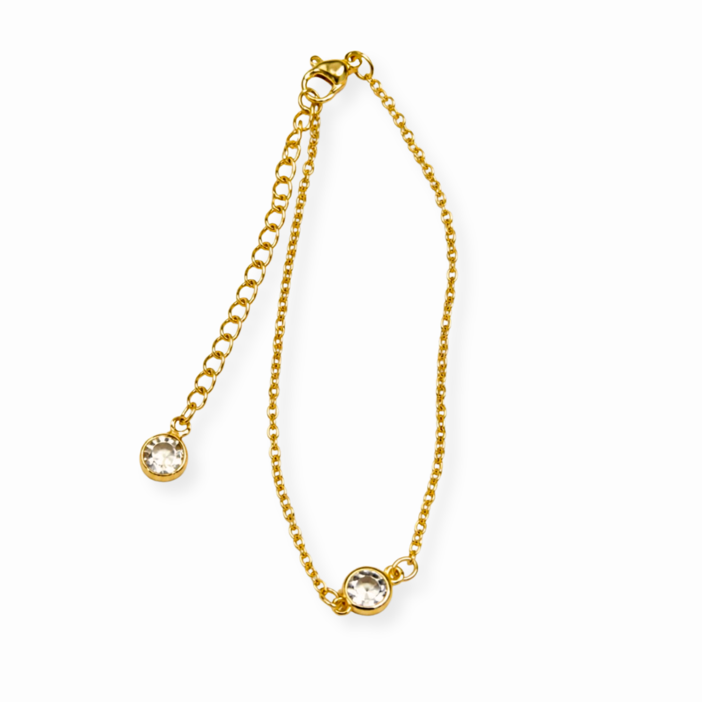 Pulsera Laminada en Oro de 18KL con Cristal Austriaco
