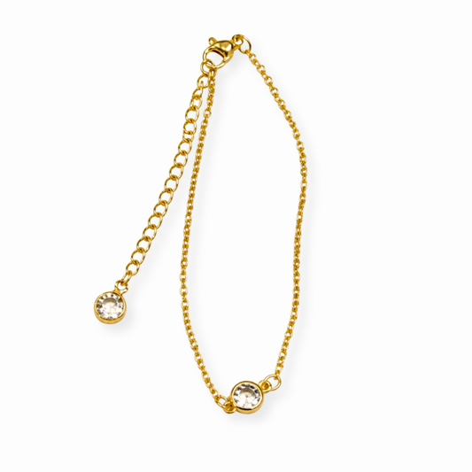 Pulsera Laminada en Oro de 18KL con Cristal Austriaco