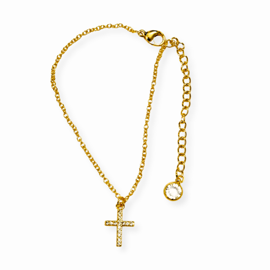 Pulsera Laminada en Oro de 18KL con Cristal Austriaco y Swarovski