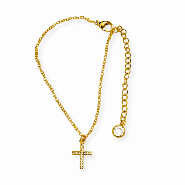 Pulsera Laminada en Oro de 18KL con Cristal Austriaco y Swarovski