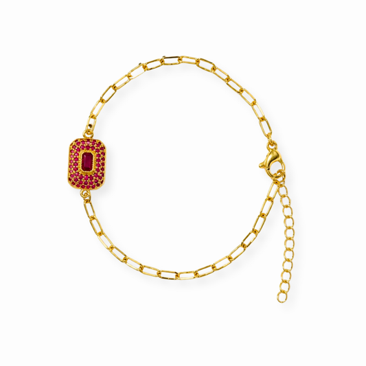 Pulsera Laminada en Oro de 18KL con Swarovski