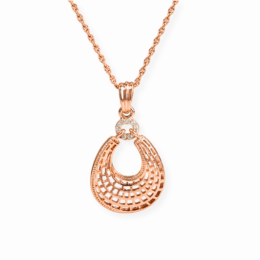 Collar Laminado de Oro Rosa de 18KL y Circonias