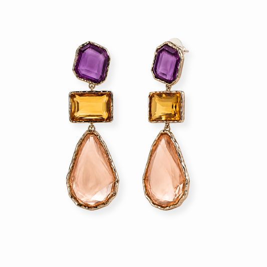 Aretes Laminados en Oro de 18KL con Resina