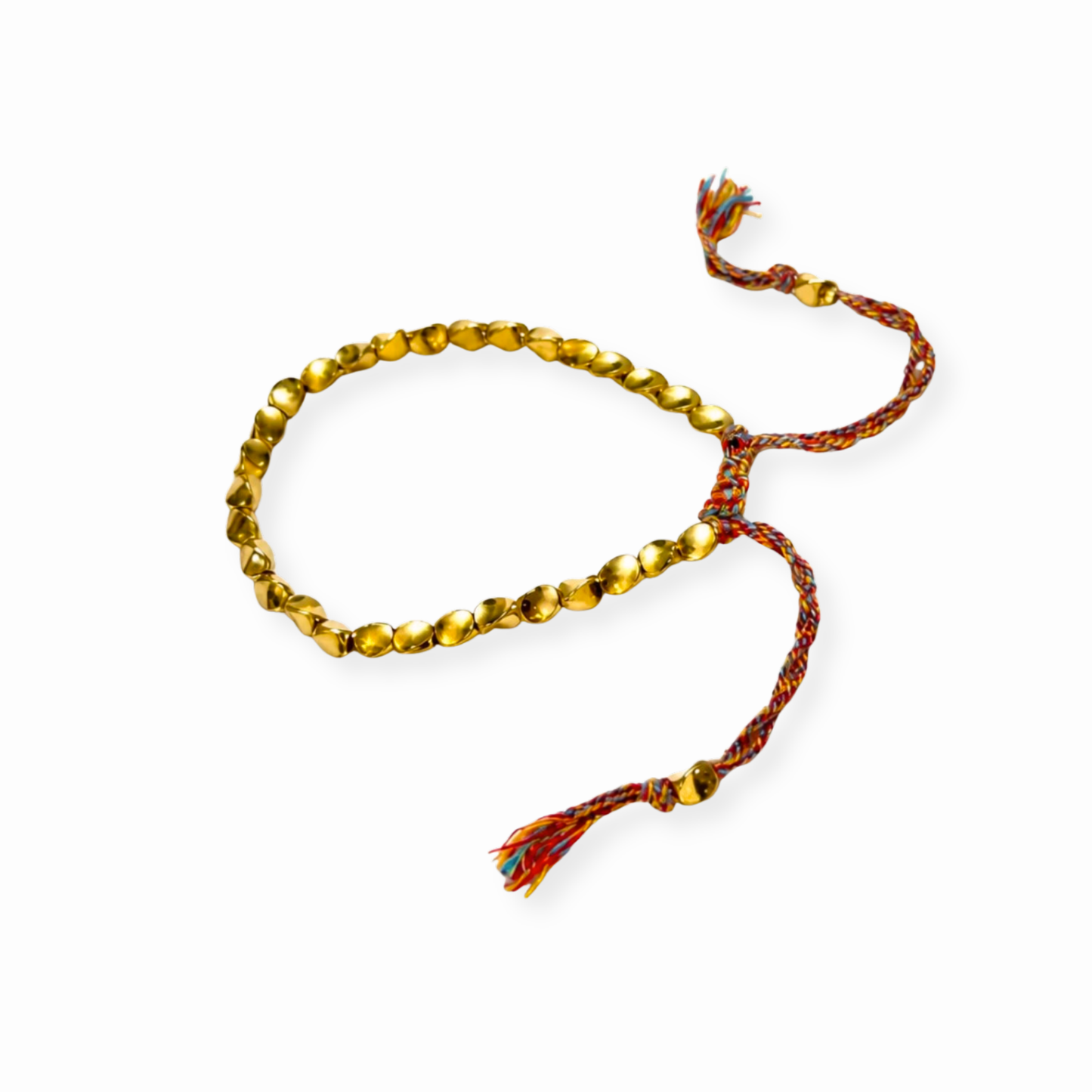 Pulsera Laminada en Oro de 18KL con Tejido en Algodón