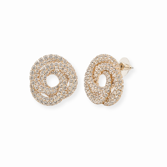 Aretes Laminados en Oro de 18KL con Circonitas
