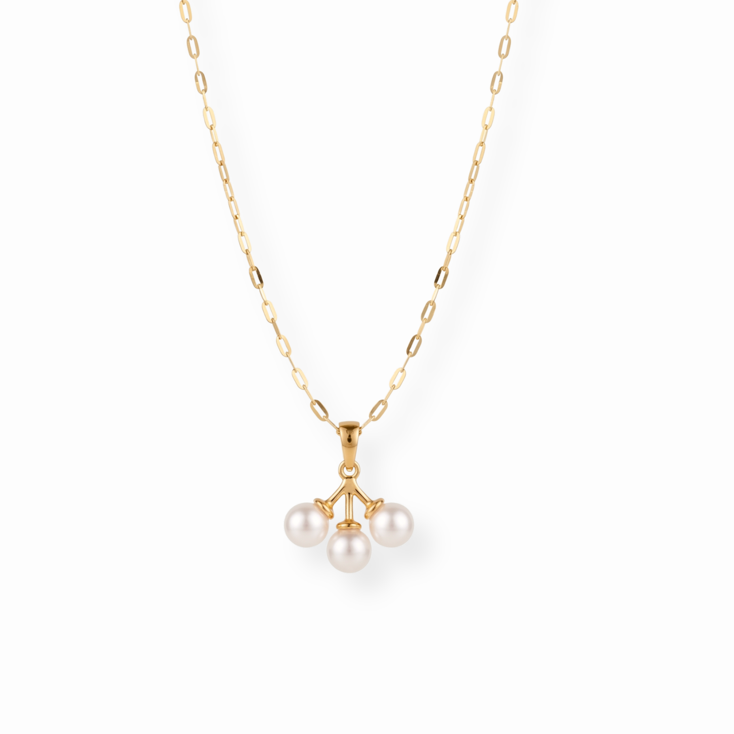 Collar Laminado en Oro de 18KL con Perlas Recubiertas en Nácar