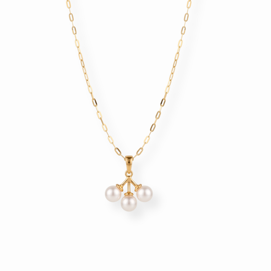 Collar Laminado en Oro de 18KL con Perlas Recubiertas en Nácar