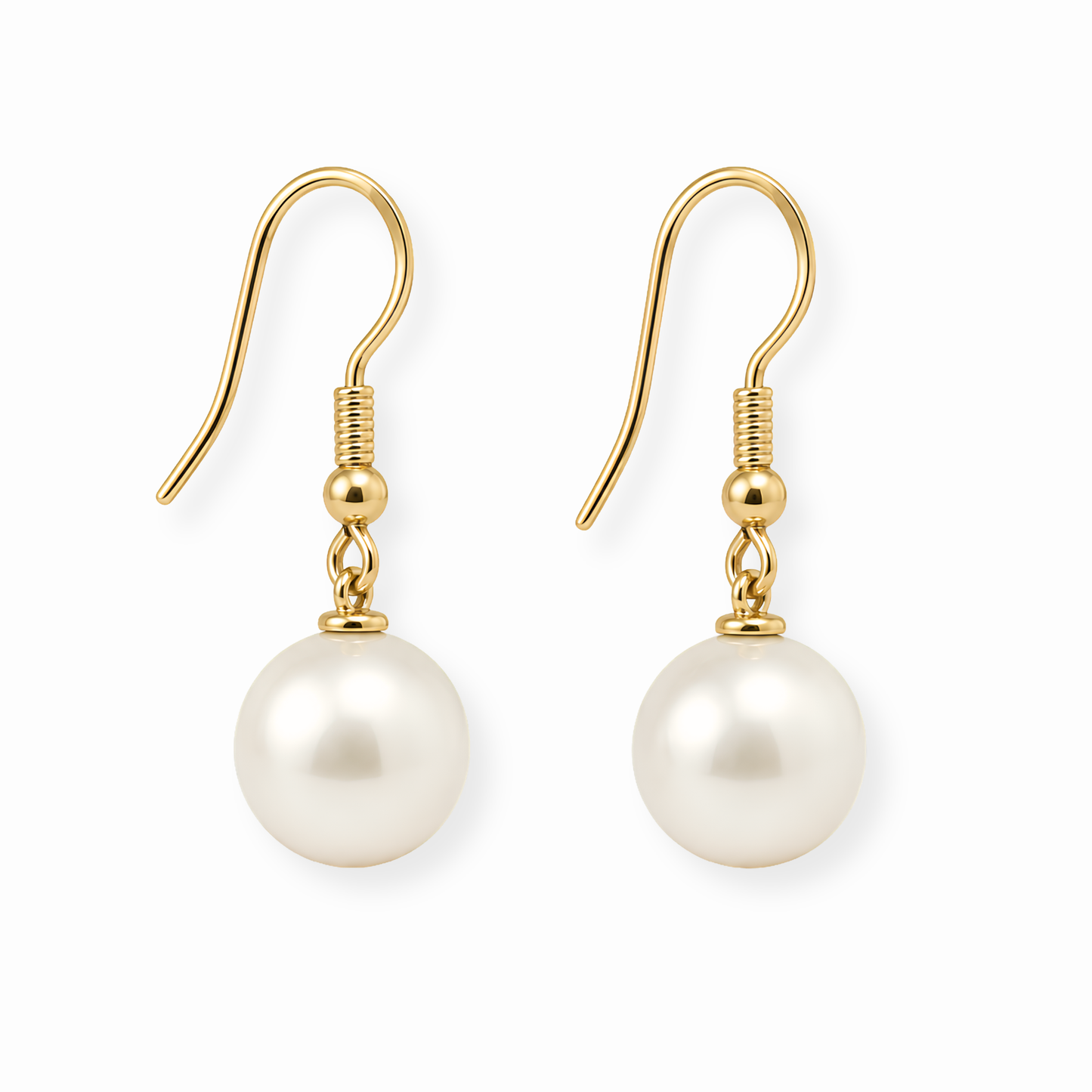 Aretes Laminados de Oro de 18KL con Perlas Recubiertas de Nácar
